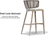 PURPLE LEAF Outdoor Bar Stools, All Weather Rattan and Aluminum Patio Bar Stool with Cushion for Indoor and Outdoor.