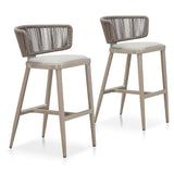 PURPLE LEAF Outdoor Bar Stools, All Weather Rattan and Aluminum Patio Bar Stool with Cushion for Indoor and Outdoor.