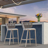 PURPLE LEAF Outdoor Bar Stools, All Weather Rattan and Aluminum Patio Bar Stool with Cushion for Indoor and Outdoor.