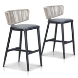PURPLE LEAF Outdoor Bar Stools, All Weather Rattan and Aluminum Patio Bar Stool with Cushion for Indoor and Outdoor.