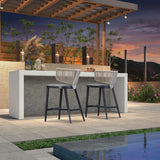 PURPLE LEAF Outdoor Bar Stools, All Weather Rattan and Aluminum Patio Bar Stool with Cushion for Indoor and Outdoor.