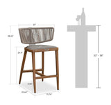PURPLE LEAF Outdoor Bar Stools, All Weather Rattan and Aluminum Patio Bar Stool with Cushion for Indoor and Outdoor.