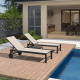 PURPLE LEAF Outdoor Chaise Lounge with Wheels Patio Lounge Chair Recliner