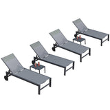 PURPLE LEAF Outdoor Chaise Lounge with Wheels Patio Lounge Chair Recliner