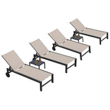PURPLE LEAF Outdoor Chaise Lounge with Wheels Patio Lounge Chair Recliner