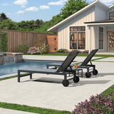 PURPLE LEAF Outdoor Chaise Lounge with Wheels Patio Lounge Chair Recliner