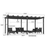 PURPLE LEAF Outdoor Pergola with Retractable Canopy Aluminum Shelter for Porch Garden  Beach Shade Pavilion Pergola Modern Backyard Deck