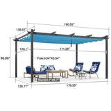 PURPLE LEAF Outdoor Pergola with Retractable Canopy Aluminum Shelter for Porch Garden  Beach Shade Pavilion Pergola Modern Backyard Deck