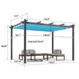 PURPLE LEAF Outdoor Pergola with Retractable Canopy Aluminum Shelter for Porch Garden  Beach Shade Pavilion Pergola Modern Backyard Deck