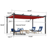 PURPLE LEAF Outdoor Pergola with Retractable Canopy Aluminum Shelter for Porch Garden  Beach Shade Pavilion Pergola Modern Backyard Deck