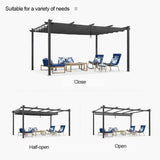 PURPLE LEAF Outdoor Pergola with Retractable Canopy Aluminum Shelter for Beach Porch Garden  Shade Pavilion Pergola  with Curtains