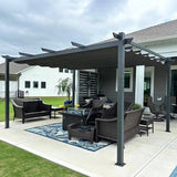 PURPLE LEAF Outdoor Pergola with Retractable Canopy Aluminum Shelter for Porch Garden  Beach Shade Pavilion Pergola Modern Backyard Deck
