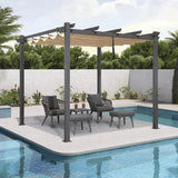 PURPLE LEAF Outdoor Pergola with Retractable Canopy Aluminum Shelter for Porch Garden  Beach Shade Pavilion Pergola Modern Backyard Deck