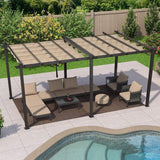 PURPLE LEAF Outdoor Pergola with Retractable Canopy Aluminum Shelter for Porch Garden  Beach Shade Pavilion Pergola Modern Backyard Deck