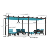PURPLE LEAF Outdoor Pergola with Retractable Canopy Aluminum Shelter for Porch Garden  Beach Shade Pavilion Pergola Modern Backyard Deck