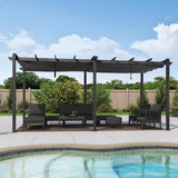 PURPLE LEAF Outdoor Pergola with Retractable Canopy Aluminum Shelter for Porch Garden  Beach Shade Pavilion Pergola Modern Backyard Deck