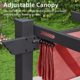 PURPLE LEAF Outdoor Pergola with Retractable Canopy Aluminum Shelter for Beach Porch Garden  Shade Pavilion Pergola  with Curtains