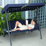 PURPLE LEAF Outdoor Porch Swing with Stand, 3-seat Swing Chair