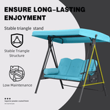 PURPLE LEAF Outdoor Porch Swing with Stand, 3-seat Swing Chair