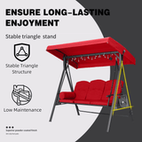 PURPLE LEAF Outdoor Porch Swing with Stand, 3-seat Swing Chair