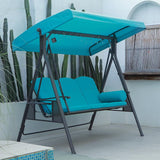 PURPLE LEAF Outdoor Porch Swing with Stand, 3-seat Swing Chair