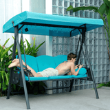 PURPLE LEAF Outdoor Porch Swing with Stand, 3-seat Swing Chair