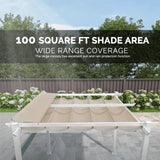 PURPLE LEAF Outdoor Retractable Pergola with Double Sun Shade Canopy White Heavy-Duty Aluminum Pergola Patio Modern Pergola With Curtains