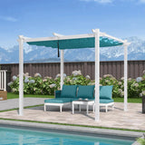 PURPLE LEAF Outdoor Retractable Pergola with Double Sun Shade Canopy White Heavy-Duty Aluminum Pergola Patio Modern Pergola for Garden Deck Backyard