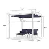 PURPLE LEAF Outdoor Retractable Pergola with Double Sun Shade Canopy White Heavy-Duty Aluminum Pergola Patio Modern Pergola for Garden Deck Backyard