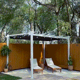 PURPLE LEAF Outdoor Retractable Pergola with Double Sun Shade Canopy White Heavy-Duty Aluminum Pergola Patio Modern Pergola With Curtains