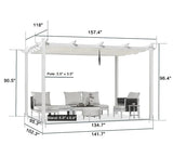 PURPLE LEAF Outdoor Retractable Pergola with Double Sun Shade Canopy White Heavy-Duty Aluminum Pergola Patio Modern Pergola for Garden Deck Backyard