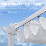 PURPLE LEAF Outdoor Retractable Pergola with Double Sun Shade Canopy White Heavy-Duty Aluminum Pergola Patio Modern Pergola for Garden Deck Backyard