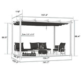 PURPLE LEAF Outdoor Retractable Pergola with Double Sun Shade Canopy White Heavy-Duty Aluminum Pergola Patio Modern Pergola for Garden Deck Backyard