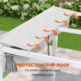 PURPLE LEAF Outdoor Retractable Pergola with Double Sun Shade Canopy White Heavy-Duty Aluminum Pergola Patio Modern Pergola for Garden Deck Backyard