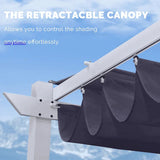 PURPLE LEAF Outdoor Retractable Pergola with Double Sun Shade Canopy White Heavy-Duty Aluminum Pergola Patio Modern Pergola for Garden Deck Backyard