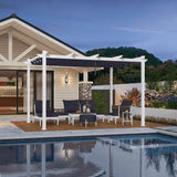 PURPLE LEAF Outdoor Retractable Pergola with Double Sun Shade Canopy White Heavy-Duty Aluminum Pergola Patio Modern Pergola for Garden Deck Backyard