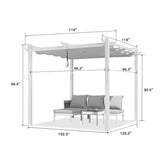 PURPLE LEAF Outdoor Retractable Pergola with Double Sun Shade Canopy White Heavy-Duty Aluminum Pergola Patio Modern Pergola With Curtains