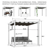 PURPLE LEAF Outdoor Retractable Pergola with Sun Shade Canopy Cover White Patio Metal Shelter for Garden Pavilion Grill Gazebo Grape Trellis Pergola