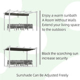 PURPLE LEAF Outdoor Retractable Pergola with Sun Shade Canopy Cover White Patio Metal Shelter for Garden Pavilion Grill Gazebo Grape Trellis Pergola