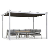 PURPLE LEAF Outdoor Retractable Pergola with Sun Shade Canopy Cover White Patio Metal Shelter for Garden Pavilion Grill Gazebo Grape Trellis Pergola