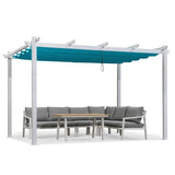 PURPLE LEAF Outdoor Retractable Pergola with Sun Shade Canopy Cover White Patio Metal Shelter for Garden Pavilion Grill Gazebo Grape Trellis Pergola