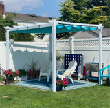 PURPLE LEAF Outdoor Retractable Pergola with Sun Shade Canopy Cover White Patio Metal Shelter for Garden Pavilion Grill Gazebo Grape Trellis Pergola