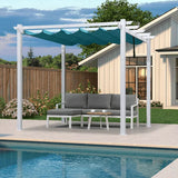 PURPLE LEAF Outdoor Retractable Pergola with Sun Shade Canopy Cover White Patio Metal Shelter for Garden Pavilion Grill Gazebo Grape Trellis Pergola