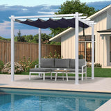 PURPLE LEAF Outdoor Retractable Pergola with Sun Shade Canopy Cover White Patio Metal Shelter for Garden Pavilion Grill Gazebo Grape Trellis Pergola