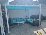 PURPLE LEAF Outdoor Retractable Pergola with Sun Shade Canopy Cover White Patio Metal Shelter for Garden Pavilion Grill Gazebo Grape Trellis Pergola