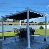 PURPLE LEAF Outdoor Retractable Pergola with Sun Shade Canopy Cover White Patio Metal Shelter for Garden Pavilion Grill Gazebo Grape Trellis Pergola