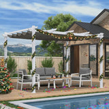 PURPLE LEAF Outdoor Retractable Pergola with Sun Shade Canopy Cover White Patio Metal Shelter for Garden Pavilion Grill Gazebo Grape Trellis Pergola