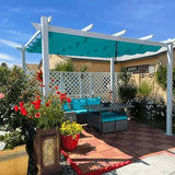 PURPLE LEAF Outdoor Retractable Pergola with Sun Shade Canopy Cover White Patio Metal Shelter for Garden Pavilion Grill Gazebo Grape Trellis Pergola