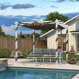 PURPLE LEAF Outdoor Retractable Pergola with Sun Shade Canopy Cover White Patio Metal Shelter for Garden Pavilion Grill Gazebo Grape Trellis Pergola