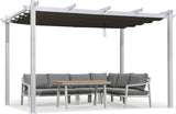 PURPLE LEAF Outdoor Retractable Pergola with Sun Shade Canopy Cover White Patio Metal Shelter for Garden Pavilion Grill Gazebo Grape Trellis Pergola